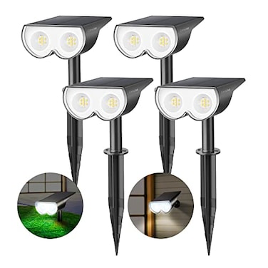 Consciot Solar Lights Outdoor Waterproof 16 LEDs IP67 Spot Lights Outdoor Auto OnOff Solar Landscape Spotlights 2in1 Adjustable Wall Lights for Garden Yard Pathway Cool White 4 Pack