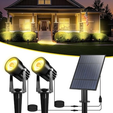 T-SUN TSUN Solar Spotlights 2W Outdoor LED Landscape Spot Light 2in1 Waterproof Solar Powered Wall Lights Auto ONOff with Dual Headlamp for Garden Yard PathwayWarm White
