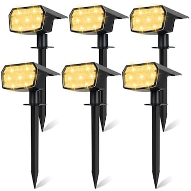Sucolite 6Pack Solar Spot Lights Outdoor Waterproof IP65 3 Lighting Modes 2in1 Solar Landscape Spotlights for Yard 59 LED Solar Powered Wall Lights for Garden Pathway Driveway Walkway Warm White