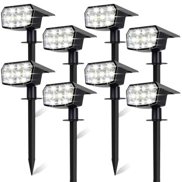 Sucolite 8Pack Solar Spot Lights Outdoor Waterproof IP65 3 Lighting Modes 2in1 Solar Landscape Spotlights for Yard 59 LED Solar Powered Wall Lights for Garden Pathway Driveway Walkway Cool White