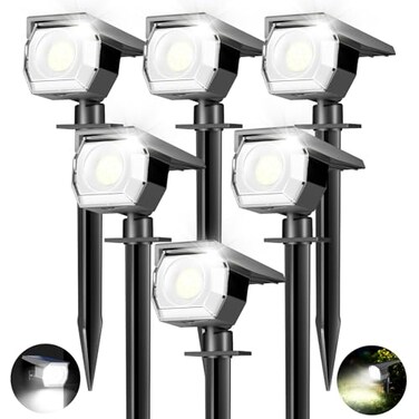 Peasur 6 Pack Solar Lights Outdoor Solar Powered Spot Uplights Waterproof with 3 Modes 2in1 Auto OnOff Solar Spotlights Landscape Lighting Outside for Tree Plants Yard Garden Pathway
