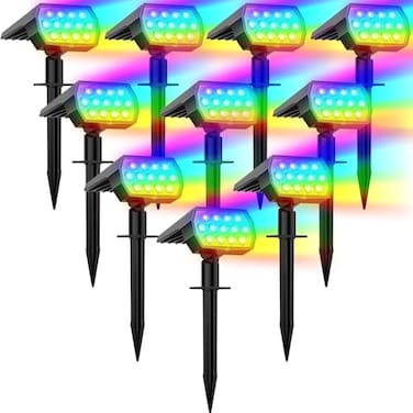 Flaow Solar Spot Lights Outdoor Color Changing 7 Modes10 Pack Christmas IP65 Waterproof Landscape Spotlights Dusk to Dawn Solar Powered Security Light for Patio Gate Walkway Pool Garden Yard Driveway
