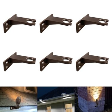 EZlumify Landscape Lighting Gutter Brackets Mounting Bracket Base Plate for Spotlights Spot Flood Lights Outdoor Landscape Lighting Mounting Accessories DieCast Aluminum Bronze Pack of 6