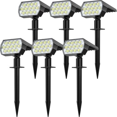 Fratink Solar Spot Lights Outdoor Waterproof IP65 6 Pack52 LED Cool White