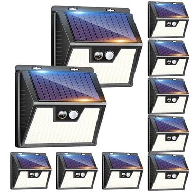 Peasur Solar Lights Outdoor 10 Pack Solar Motion Sensor Outdoor Lights Security Light 3 Working Modes Waterproof for Outside Garden Yard Fence