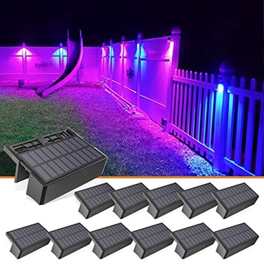 VOLISUN 12Pack 1800mAh Outdoor Solar Fence Lights Waterproof LED Color Glow for Step Railing Wall Stairs