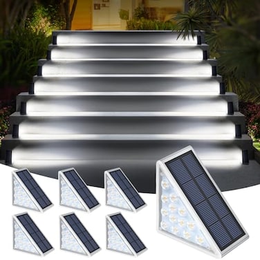 AUDLES LED Solar Step Lights Stair Light Solar Deck Lights IP67 Solar Decoration Lights for Yard Patio Garden Walkways Front Door Pathway Driveway Porch 6PK