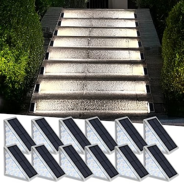 AUDLES Solar Step Lights Waterproof Outdoor Decor IP67 Solar Lights for Yard Patio Garden Walkways Front Door Pathway Driveway 12