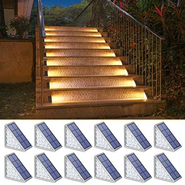 NIORSUN Solar Step Lights 12 Pack Warm White Auto OnOff Waterproof IP67 Outside for Stairs Patios Yards Porches Steps Sidewalks Decks