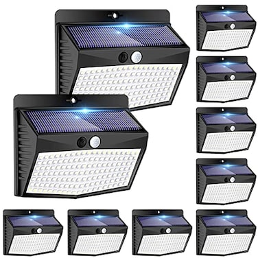 Peasur Solar Outdoor Lights 138 LED10 Packs Solar Motion Sensor Security Lights with 3 Lighting Modes Wall Lights Waterproof Solar Powered Lights for Garden Fence Yard Deck