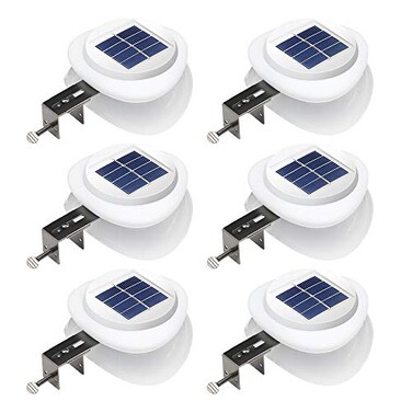 DBF Outdoor Solar Gutter Lights Solar Fence Lights Outdoor Waterproof LED Deck Lighting Wall Mount Decorative Auto OnOff for Eaves Yard Garage Garden Deck Patio Railing 6 Pack White