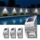 Roopure 4 Pack Solar Wall Lights Stainless Steels Outdoor Waterproof Motion Sensor Modern Metal Lamps for Fence Deck Post Stair Front Porch Dock Patio Yard House Siding Convenient Security Lighting