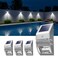 Roopure 4 Pack Solar Wall Lights Stainless Steels Outdoor Waterproof Motion Sensor Modern Metal Lamps for Fence Deck Post Stair Front Porch Dock Patio Yard House Siding Convenient Security Lighting
