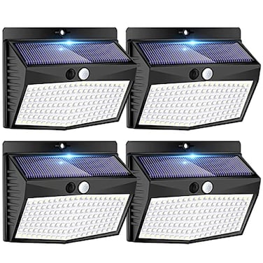 Peasur Solar Outdoor Lights 138 LED4 Packs Solar Motion Sensor Security Lights with 3 Lighting Modes Solar Wall Lights Waterproof Solar Powered Lights for Garden Fence Yard Deck Garage