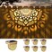 EKQ 6 Pack Solar Fence Lights Outdoor Wall Lights Gold Plastic Solar Powered Deck Step Stair Lights Mandala Theme Waterproof Fence Solar Light for Garden Post Patio Backyard Yard Decor