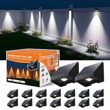 GVSHINE 16 Pack Bright Sun Power Fence Lights Outdoor Waterproof with Cool White LED Spot for Exterior Door Deck Step Yard Railing Porch Pool Cage Modern Designed for Enhanced Security Easy Mounting