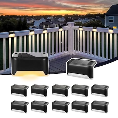 SOLPEX Solar Deck Lights Outdoor Waterproof 12Pack Solar Step Lights Led Solar Powered Lights for Outdoor Stairs Step Fence Yard Patio and PathwayWarm White