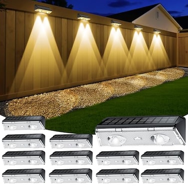 KEILAIMO Solar Fence Lights Outdoor 12 Pack IP65 Waterproof Fence Lights Solar Powered with UltraBright LED Lens 9 Color Modes 12 Hours Steady Glow for DeckBackyardPatioPoolWall Black