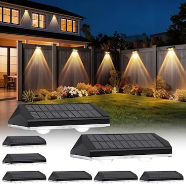 AUDLES Solar Fence Lights Outdoor 3 Modes WarmNeutralCool White Fence Lights Solar Powered for Outside IP65 Waterproof 60 Lumens Solar Light for Step Pathway Garden Deck Stairs 8 Pack