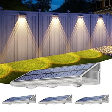 YiLaie Solar Fence Lights Outdoor with IP67 Waterproof 3 Modes Dusk to Dawn Auto ONOff Solar Power Wall Mount Solar Lights for Outside Fence Wall Deck Gate 4 Pack