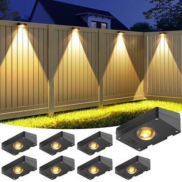 VOLISUN Solar Fence Lights Fence Lights Solar Powered IP65 Waterproof LED 3 Color Temperatures Solar Light for Fence Yard Wall Backyard 8 Pack Black