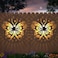 Hapjoy Solar Fence Lights 2 Pack Outdoor Deck Step Wall Lights Metal Waterproof LED Warm Yellow Light for Garden Post Patio Backyard Yard Decor ButterflyStar 2