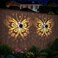 Hapjoy Solar Fence Lights 2 Pack Outdoor Deck Step Wall Lights Metal Waterproof LED Warm Yellow Light for Garden Post Patio Backyard Yard Decor ButterflyStar 2