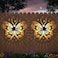 Hapjoy Solar Fence Lights 2 Pack Outdoor Deck Step Wall Lights Metal Waterproof LED Warm Yellow Light for Garden Post Patio Backyard Yard Decor ButterflyStar 2