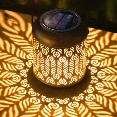 LeiDrail Solar Lantern Outdoor Hanging Lanterns Garden Metal Decorative Light Warm White LED Waterproof Landscape Lighting for Table Pathway Party Yard 2 Pack