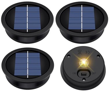 Suggant 4 Pack Solar Light Replacement Top Replacement Solar Light Parts for Lantern Top 323 Inch Bottom 283 Inch Waterproof LED Replacement for Outdoor Garden Pathway Yard Lights Decor