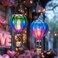 TERESA'S COLLECTIONS TERESAS COLLECTIONS 2 Pack Hanging Solar Lantern Outdoor Garden Decor for Valentine Waterproof Plastic Hot Air Balloon Green Flickering Flame Effect Lantern for Yard Tree 18
