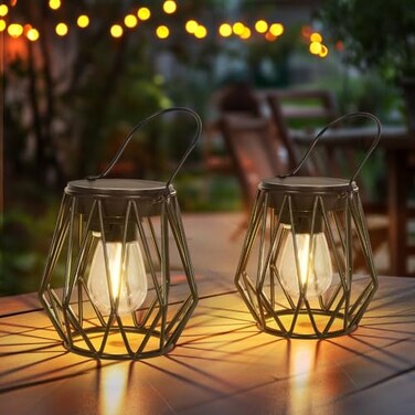 TaoFiaCo Solar Lanterns Outdoor Waterproof Upgraded Powered Hanging Solar Lights for Outside Auto OnOff Brighter Hanging Outdoor Decor Lights for Yard Garden Patio Pathway 2 Pack