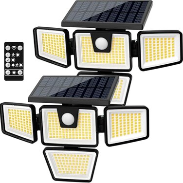 AmeriTop Solar Lights Outdoor 2 Pack LED High Brightness Cordless Solar Motion Sensor Lights 4 Adjustable Heads 320 Wide Angle Illumination IP65 Waterproof Security LED Wall LightDaylight