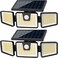 AmeriTop Solar Lights Outdoor 2 Pack LED High Brightness Cordless Solar Motion Sensor Lights 3 Adjustable Heads 270 Wide Angle Illumination IP65 Waterproof Security LED Wall LightDaylight
