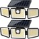 AmeriTop Solar Lights Outdoor 2 Pack LED High Brightness Cordless Solar Motion Sensor Lights 3 Adjustable Heads 270 Wide Angle Illumination IP65 Waterproof Security LED Wall LightDaylight