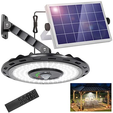 ropelux Solar Lights Indoor Outdoor 3000LM Dimmable 5 Modes 2 for All Day Lighting Motion Sensor Solar Shed Light with Remote IP65 Waterproof for Barn Gazebo Yard Garage Patio Security Lighting