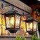 PASAMIC 2 Pack Solar Wall LanternsOutdoor Hanging Lights with 4 Solar PanelsDusk to Dawn Led Outdoor Wall Sconce AntiRust Waterproof Lanterns with Hooks3000K Warm White