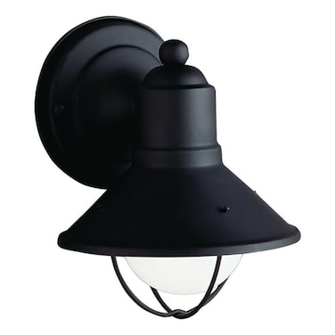 Kichler Seaside 75 1 Light Outdoor Wall Light with Glass Globe Black