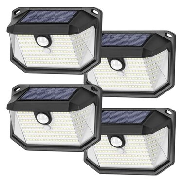 Brightever 4Pack Solar Wall Lights Outdoor with 3 Modes Reflector Waterproof Bright 178 LEDs Motion Sensor Security Lights Solar Powered Flood Lights for Patio Garden Yard Porch Garage Front Door
