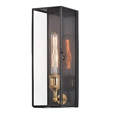 c cattleya Solid Brass Outdoor Wall Lantern Sconce Exterior Porch Lamp with Tempered Glass Rectangular Waterproof Wall Lighting Outdoor Sconces for House Patio Yard Front Porch Garage