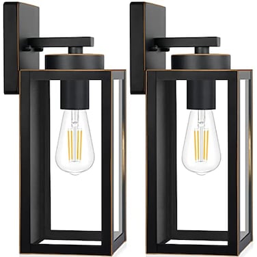 BesLowe Outdoor Wall Light Fixtures Exterior Waterproof Wall Lanterns Bronze Porch Sconces Wall Mounted Lighting with E26 Sockets Glass Shades Modern Wall Lamps for Patio Front Door Entryway 2Pack