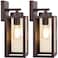 BesLowe Outdoor Wall Light Fixtures Exterior Waterproof Wall Lanterns Brown Porch Sconces Lighting with E26 Sockets Modern Outside Lights for House Patio Front Door Entryway 2Pack