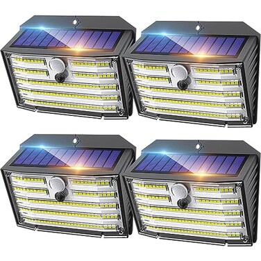 CLAONER Solar Lights Outdoor 126 LED Wireless Motion Sensor Lights IP65 Waterproof Security Lights 3 Modes 270 Lighting Angle UltraBright Wall Lights for Deck Patio Fence Garage