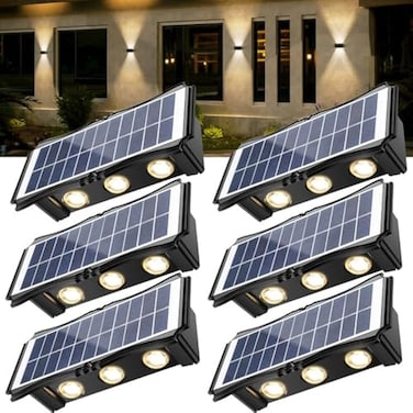 KIALUSH Solar Step Lights Outdoor 6 Pack 1500mAh Wall LightsFence Lights Solar Powered IP65 Outdoor Up and Down Solar Lighting for Step Wall Fence