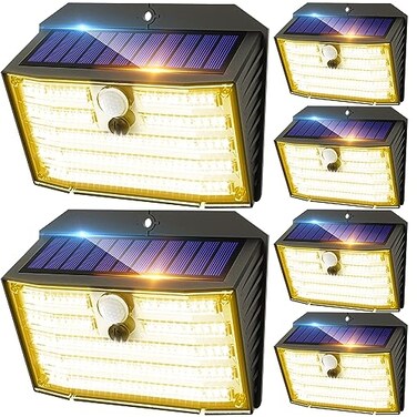 CLAONER Solar Lights Outdoor 126 LED Wireless Motion Sensor Lights IP65 Waterproof Security Lights 3 Modes 270 Lighting Angle UltraBright Wall Lights for Deck Patio Fence Garage