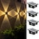 Gtliba Solar Outdoor Lights Up and Down Lighting Waterproof IP65 Fence Light for Yard Garden Garage Pools Deck 4LEDWarm Light 4PACK