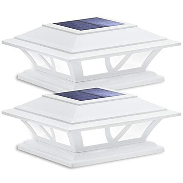 SIEDiNLAR Solar Post Lights Outdoor 2 Modes LED Fence Deck Cap Light for 4x4 5x5 6x6 Posts Garden Patio Decoration Warm WhiteCool White Lighting White 2 Pack