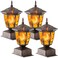 Dynaming 4 Pack Solar Flame Post Lights Outdoor Solar Powered Lamps Fence Post Cap Lights Flickering Flame LED Lantern Waterproof for Garden Deck Patio Fit 4x4 5x5 or 6x6 Wooden Posts Bronze