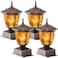 Dynaming 4 Pack Solar Flame Post Lights Outdoor Solar Powered Lamps Fence Post Cap Lights Flickering Flame LED Lantern Waterproof for Garden Deck Patio Fit 4x4 5x5 or 6x6 Wooden Posts Bronze