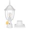 PARTPHONER Dusk to Dawn White Outdoor Post Light with Pier Mount Base Waterproof Pole Lantern Light Fixture Exterior Lamp Post Lantern Head with Clear Glass Panels for Garden Patio Pathway
